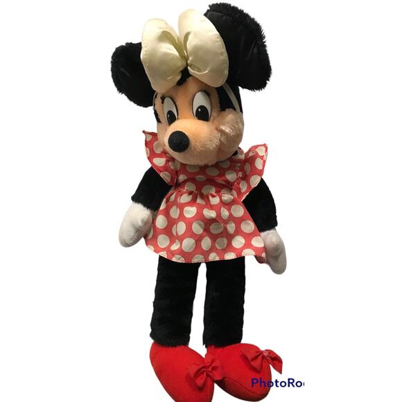 Vintage Minnie Mouse Plush Doll Stuffed Animal Classic Disney Applause White Bow - Picture 2 of 9